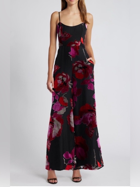 Hutch Pants - Hutch Sonnie Floral Velvet Jumpsuit - Flowy Wide Leg - Moody Blooms Boho Glam